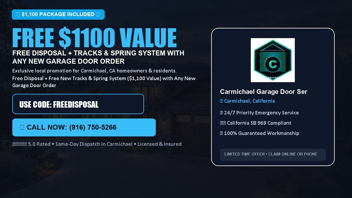 Carmichael Garage Door Service FREE Haul-Away & Heavy-Duty Tracks with New Door in Carmichael, CA