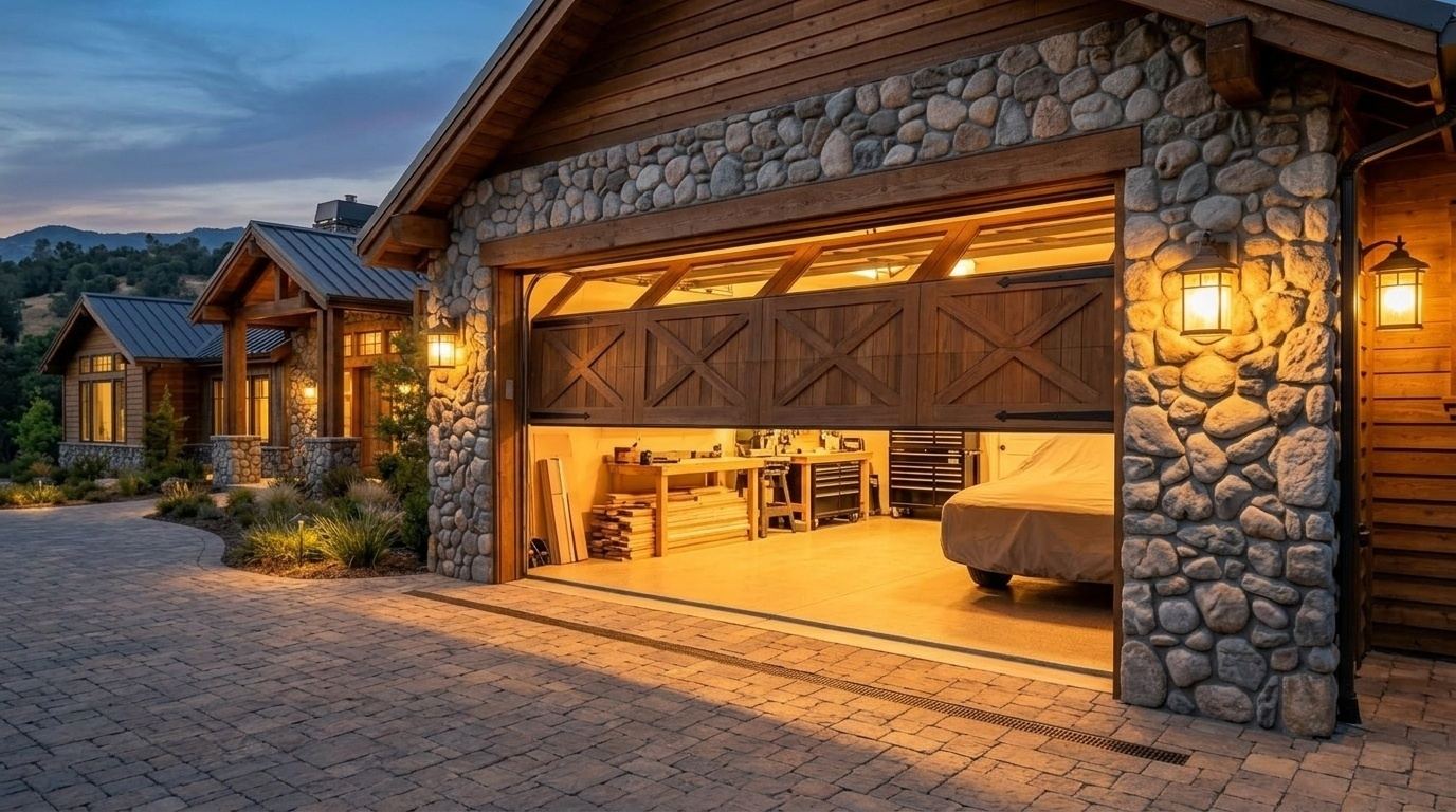 Carmichael Garage Door Service Overhead Garage Door Gliding Open in Carmichael, CA